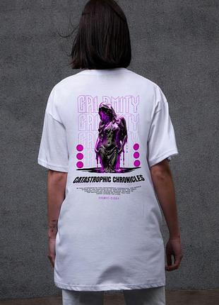 Оверсайз футболка с принтом without calomity white (8049449)