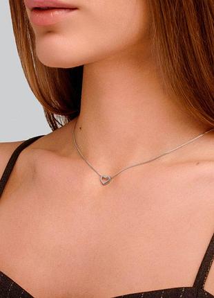 Серебряная подвеска в форме сердечка "туманный соблазн"