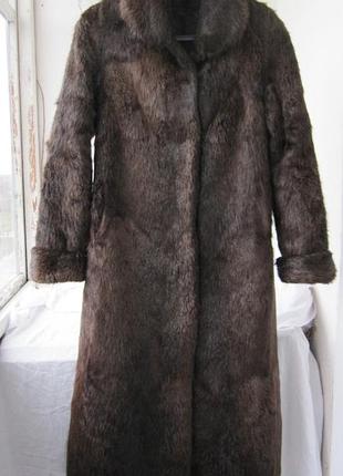 Длинная шуба из нутрии в пол 50-52 размер шоколадная