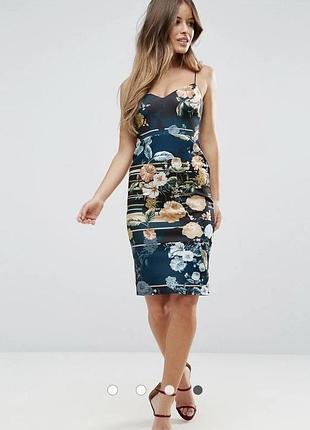 Міді сукня-олівець asos petite у квіткову смужку