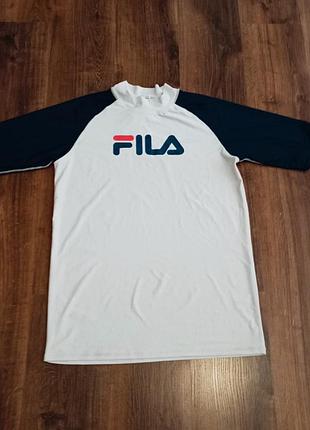 Мужская уникальная спортивная компрессионная футболка fila с большим лого оригинал