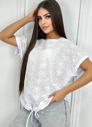 Футболка из прошвы в цветах 🌺🌿