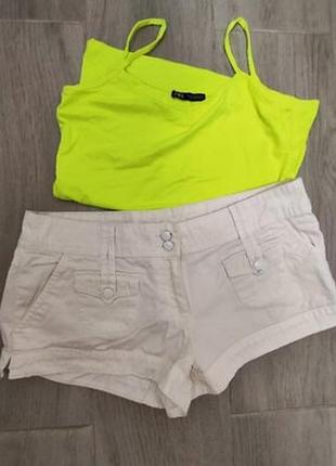 Белые шортики короткие шорты из хлопка