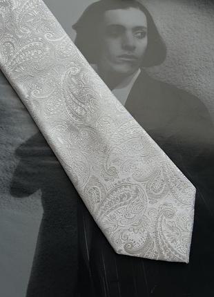 Краватка moss біла принт пейслі