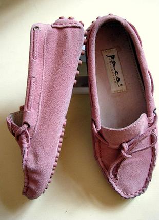 Розовые замшевые мокасины для вождения маленького размера
