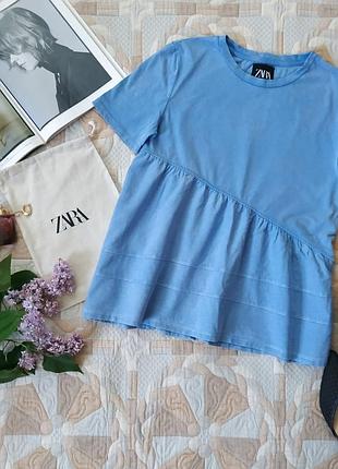 Голубая футболка, 100% хлопок, zara