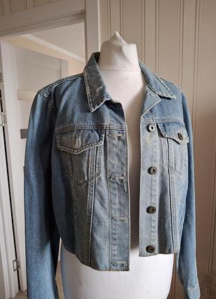 Джинсовая вкорочена куртка moto topshop джинсівка