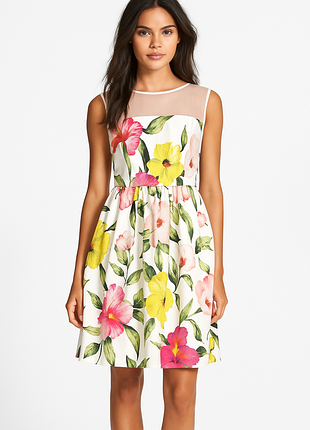 Платье с пышной юбкой в цветочный принт ted baker