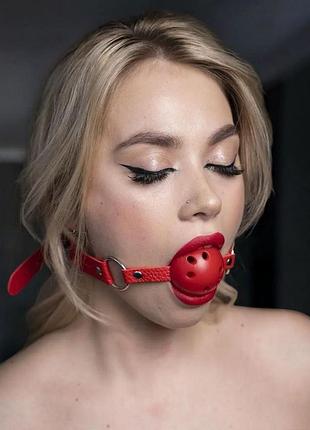 Шкіряний кляп з гумовим кулею для рота, кляп в стилі бдсм, іграшки 18+