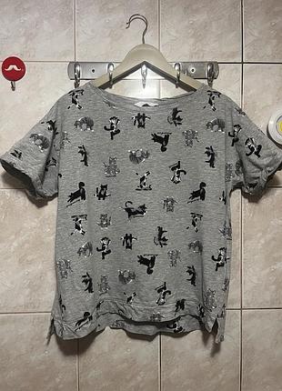 Красивая милая футболка с котиками йога намасте от бренда marks and spencer