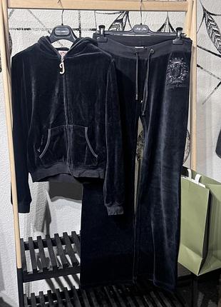 Велюровий жіночий чорний костюм juicy couture😍