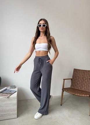 Жіночі сірі легкі штани палаццо | 5155