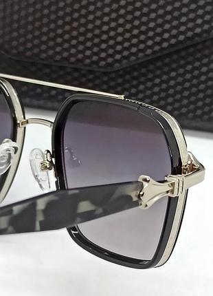 Chrome hearts очки мужские солнцезащитные модные серый градиент в серебристом металле в футляре9 фото