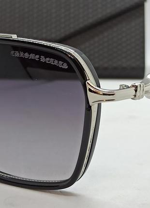 Chrome hearts очки мужские солнцезащитные модные серый градиент в серебристом металле в футляре3 фото