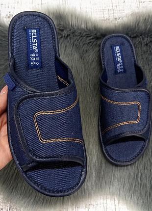 Тапочки женские белста на липучке синие 4094