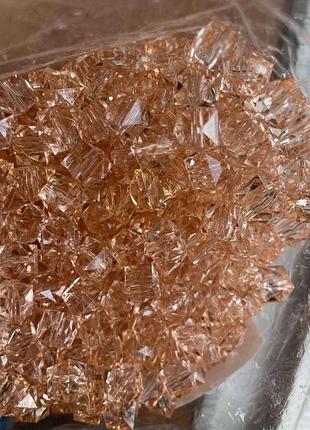 Намистини " куб кришталевий " 10 мм, персикові 600 грам