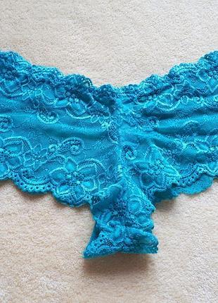 Нові зелені м'ятні мереживні трусики полувідкриті шортики з квітами м/m/10/38/46 george