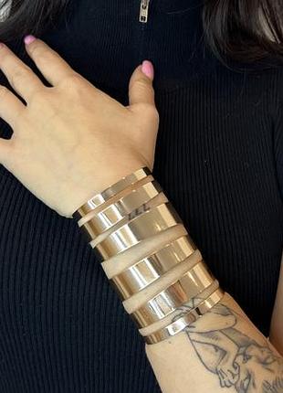 Женский золотой широкий браслет 🤩