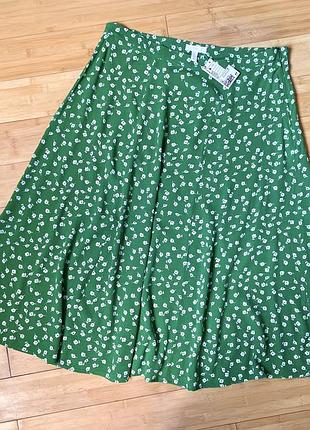 Натуральна,зелена квіткова спідниця