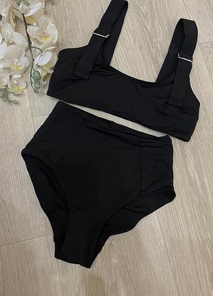 Чорний купальник з високими плавками h&m
