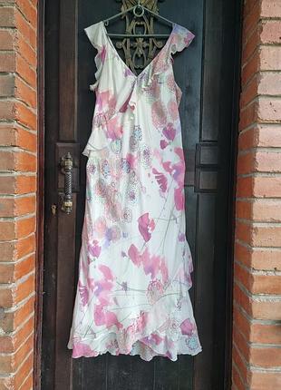 Макси платье 100% шелк maxi silk длинное шелковое шелк шёлковая monsoon laura ashley