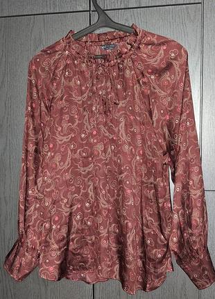 Стильна шоколадного кольору шовкова блуза m&s, розм. 20/48.