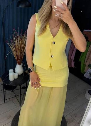 Костюм желетка та спідниця з шифоном