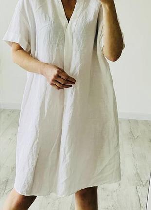 Туника платье из льна и вискозы zara h&m7 фото