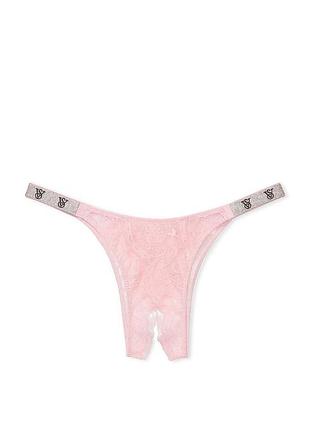 Трусики бразиліана victoria's secret very sexy shine strap lace crotchless brazilian panty