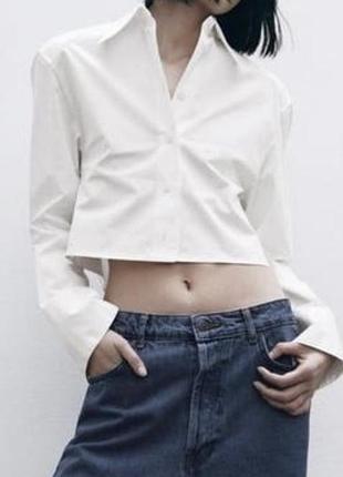 Сорочка zara вкорочена рубашка блуза