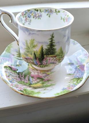 Винтажная фарфоровая кофейная пара, английская, royal albert