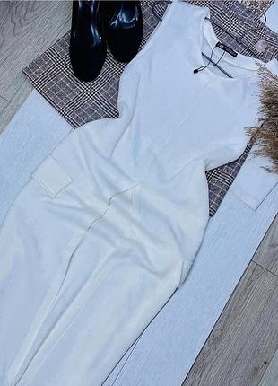 Новий білий кардиган zara m кардиган вʼязаний довга туніка зара з розрізом