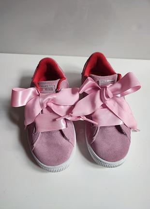 Кожаные кроссовки мокасины кеды с лентами puma suede ленты пайетки 🫟 29р