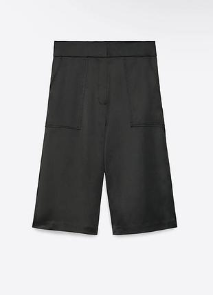 Чорні сатинові бермуди шорти s, m zara