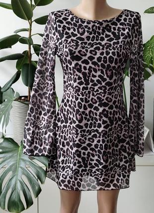 Леопардовое платье с длинным рукавом и открытой спиной 🐆😍💃