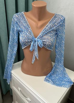 Жіночий пляжний топ з рукавами. голуба зебра розмір с i saw it first
