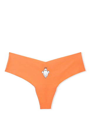 Victorias secret безшовные трусики стринги no-show orange ghost thong no show lace trim hipster