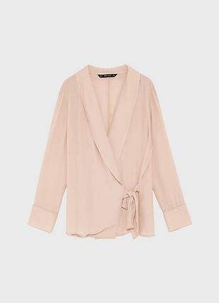 Шифоновая блуза с запахом zara m