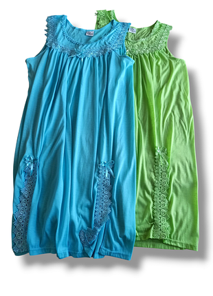 Комплект нічних сорочок, 2 шт. блакитна, салатова, розмір xxxl