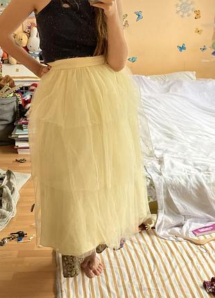 Пишна ніжно-жовта спідниця shein m