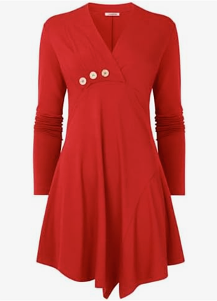Красное трикотажное яркое асимметричное короткое платье большого размера joe browns #4256