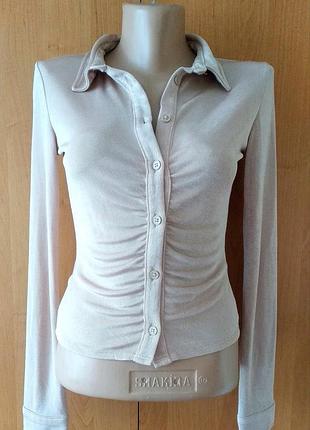 Классическая рубашка,беж, как новая,р.xs.