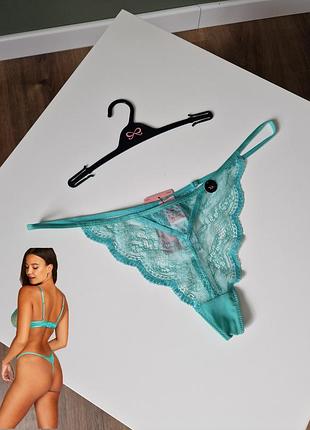 Трусики стринги мереживні бірюзові m l hunkemoller