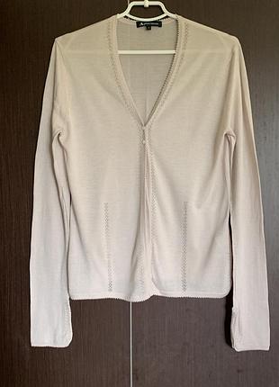 Красивый тонкий бежевый натуральный кардиган (размир 40/12-42/14)