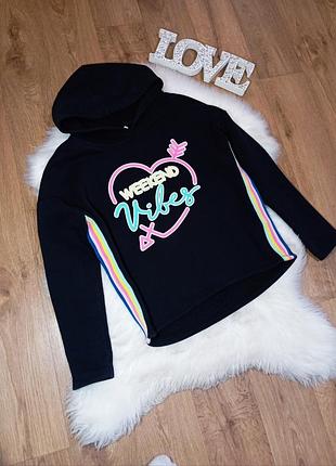 Теплая черная худи толстовка на 13 лет