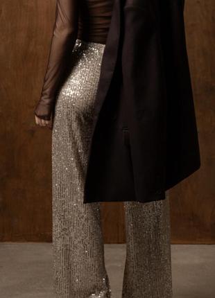 Штани з паєтками, брюки, висока посадка, диско 70х 80х 90х