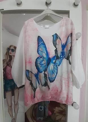 Блуза с бабочками body flirt