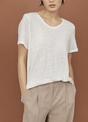 Футболка майка белая бежевая лляна льняна zara