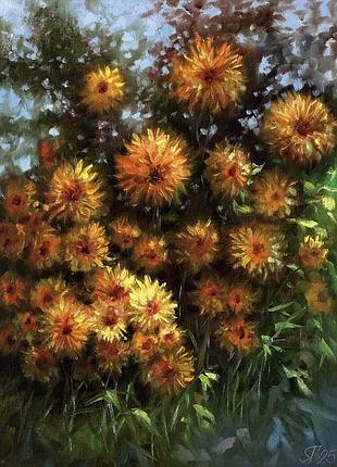 Картина олійними фарбами квітучі сонця