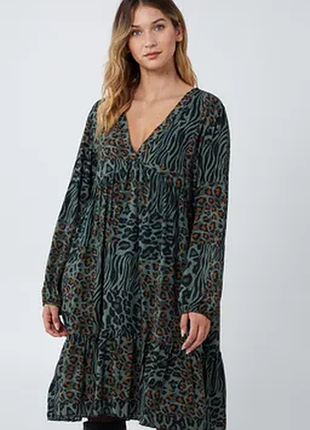 Свободное ярусное платье у леопардовый принт No772/115